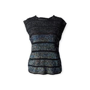 60's Iridescent boxy sequin sweater top